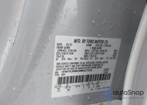 2021 Ford Mustang Mach-E Premium из США, поврежденный, VIN 3FMTK3RMXMMA27252